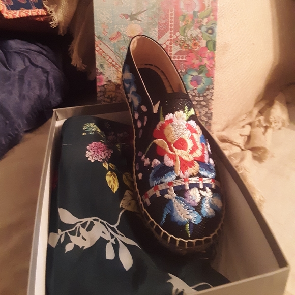 Johnny Was Shoes - Johnny Was Black Embroidered Espadrille Shoe/Host Pick 01/21, 01/21, 02/22